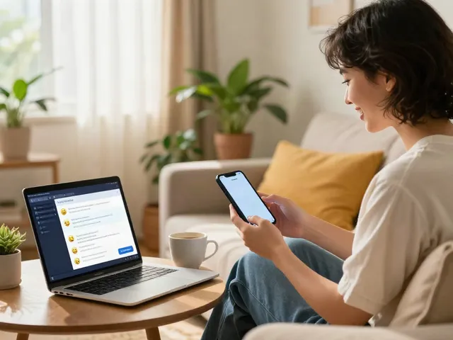 Interactive girlfriend AI chat on a smartphone in a cozy living room, showcasing user engagement and connection.