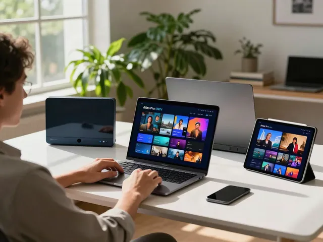 Interface d'Atlas Pro ONTV sur un bureau moderne avec des appareils technologiques.